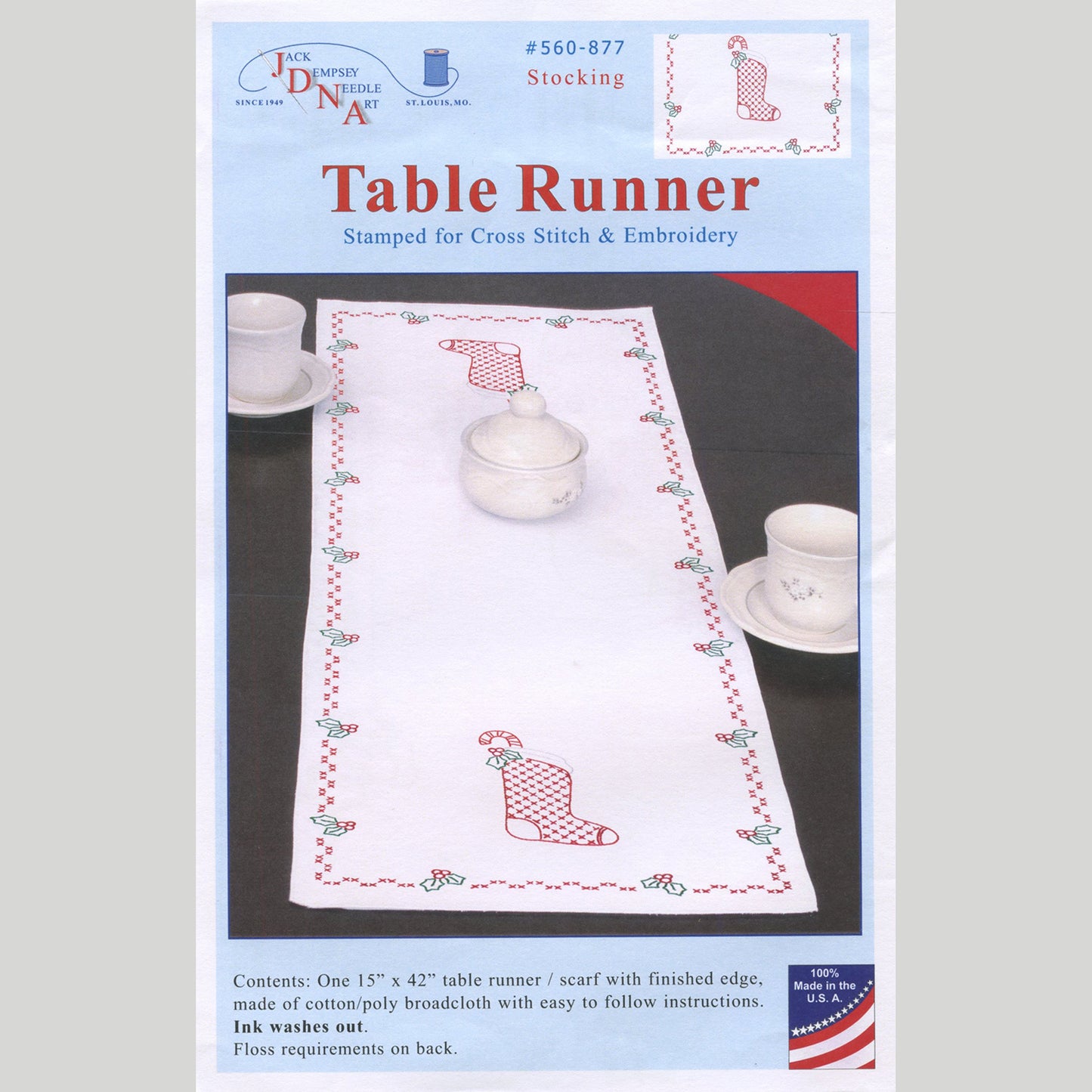 Stocking Embroidery Table Runner Kit Alternative View #4