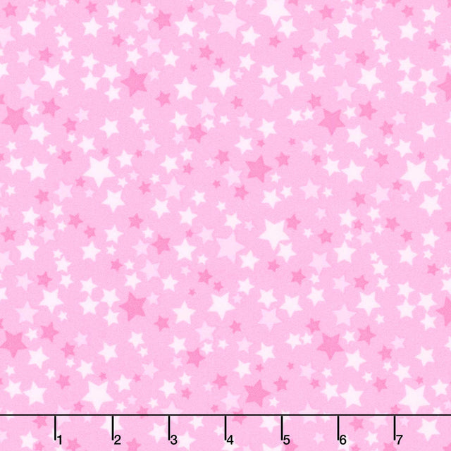 Playtime Flannel - Stars Pink Yardage Primary Image