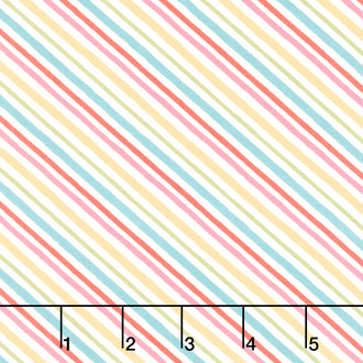 Sweet Little Pleasures - Diagonal Stripes Cream Multi Yardage