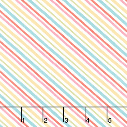 Sweet Little Pleasures - Diagonal Stripes Cream Multi Yardage