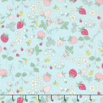 Serendipity - Strawberries Aqua Yardage