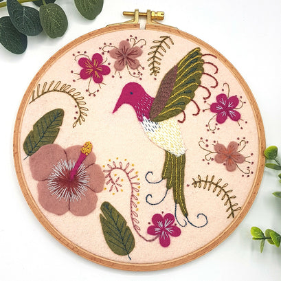 Humming Bird Wool Felt Embroidery Applique Kit