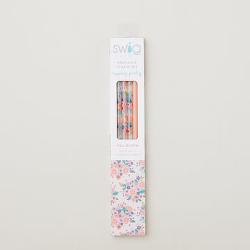 Bella Rosa + Navy Glitter Reusable Straw Set Alternative View #2