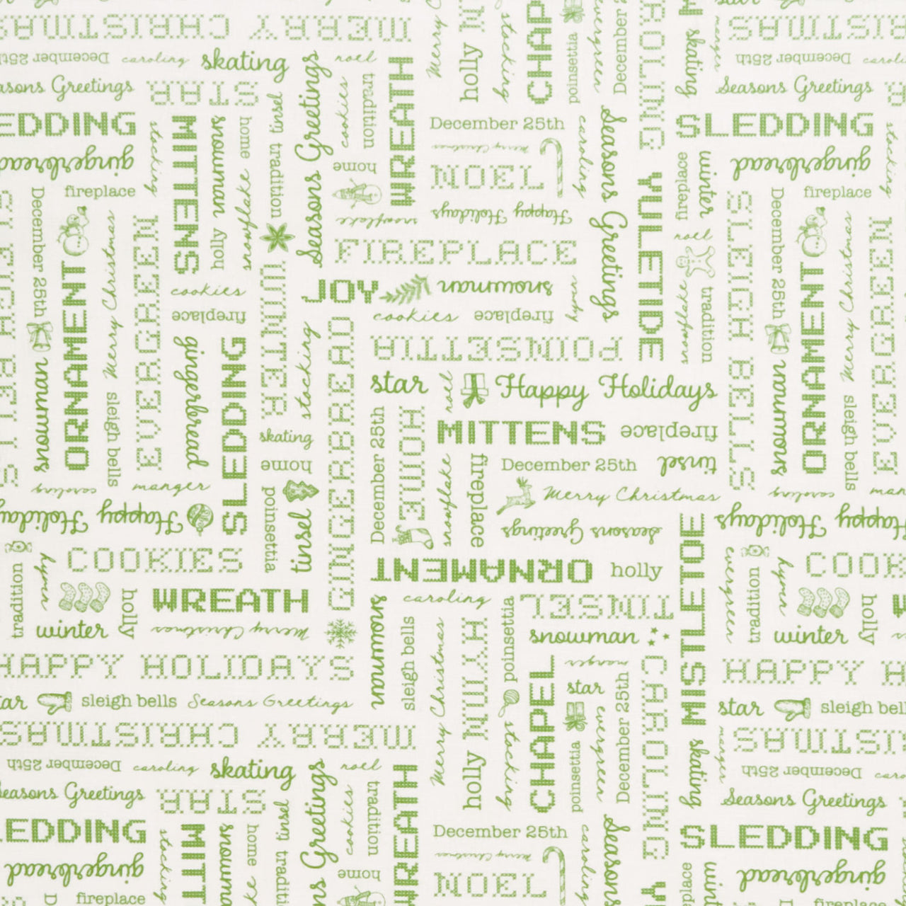 Home Town Holiday - Words Latte Yardage Primary Image