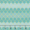 Let's Be Mermaids - Scallops Teal Sparkle Yardage