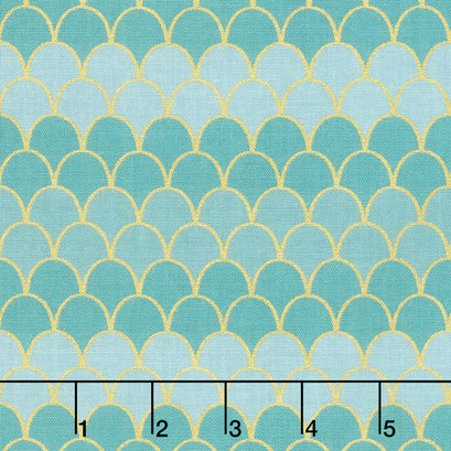 Let's Be Mermaids - Scallops Teal Sparkle Yardage