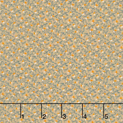 Circa - Sharp Cheddar Ditsy Vine Khaki Yardage