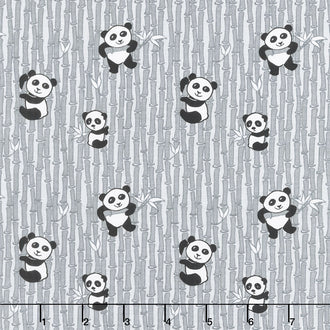 Panda Love - Bamboo Light Gray Yardage