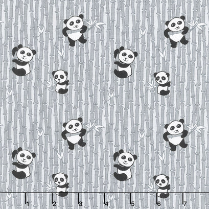 Panda Love - Bamboo Light Gray Yardage