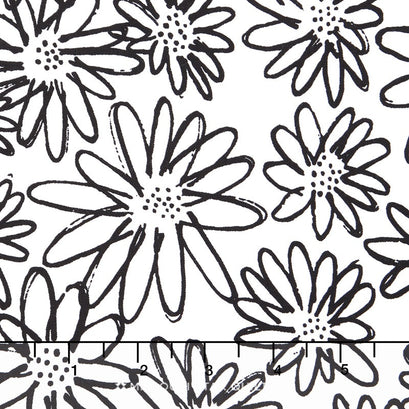 Blueberry Park - Low Volume Spectrum Daisy Black Yardage
