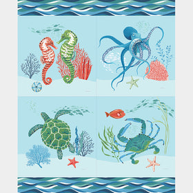 Free as the Ocean - Sea Animals Multi Pillow Panel Primary Image