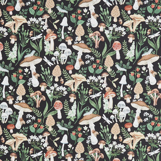 Wild Harvest - Mushrooms Black Yardage