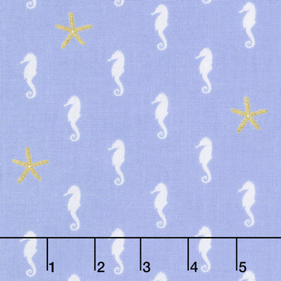 Let's Be Mermaids - Sea Horse Periwinkle Sparkle Yardage