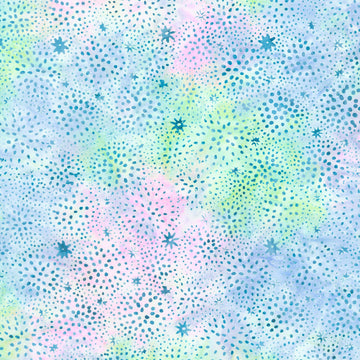 Shadow Blooms Batiks - Dandelion Burst Multi Turquoise Green Yardage