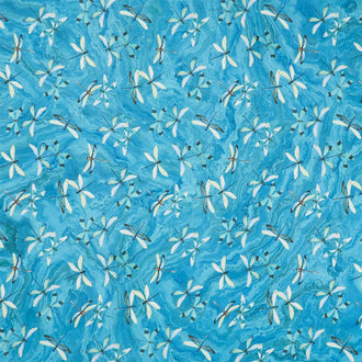 Tranquil Waters - Dragonflies Turq Multi Yardage