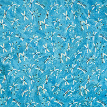 Tranquil Waters - Dragonflies Turq Multi Yardage