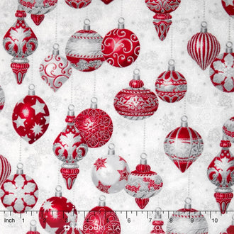 Holiday Flourish 9 - Silver Colorstory Ornaments Sliver Metallic Yardage