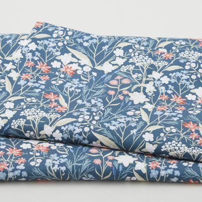 Cottage Farmhouse Fusion - Wildflowers Dark Blue 2 Yard Cut