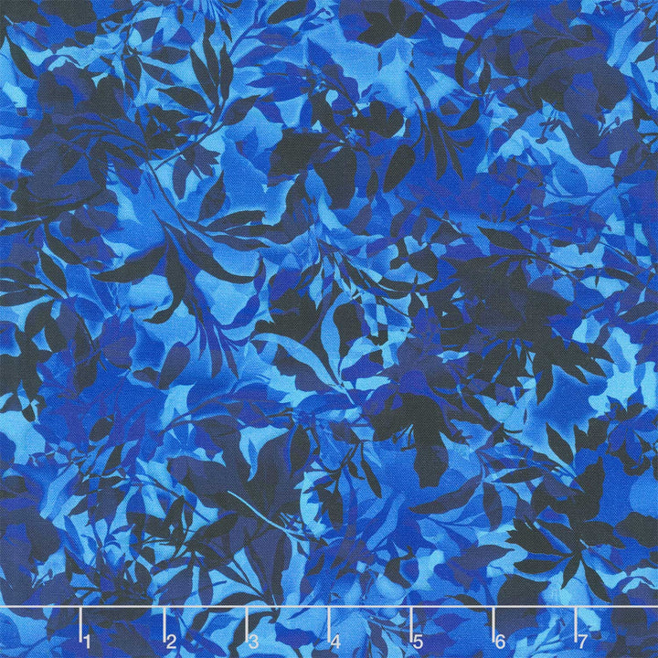 Artful Blooms - Leaves Sapphire Yardage