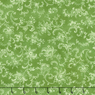 Victoria Gardens - Paisley Toile Leaf Yardage