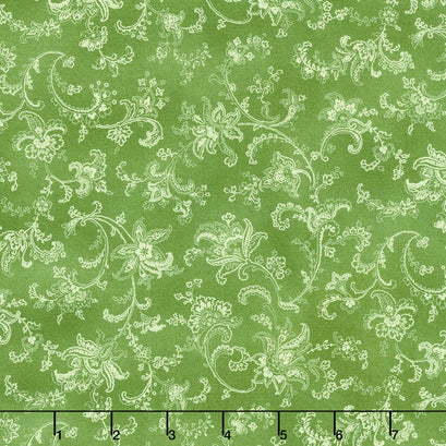 Victoria Gardens - Paisley Toile Leaf Yardage