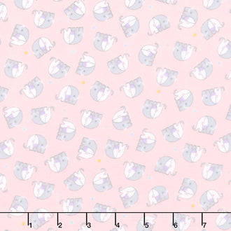 Snuggle In The Jungle Flannel - Baby Elephant Pink Yardage
