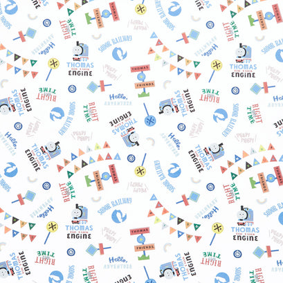 Thomas and Friends Sodor Railway - Words White Yardage