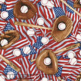 Sports - Baseballs and Flags Multi Yardage