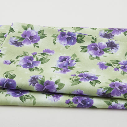 Paradise - Tossed Floral Green 2 Yard Cut