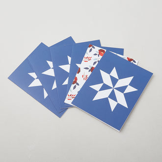 Pinwheel Quilt Star Blue Floral Notecards Boxed Set of 6