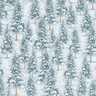 Winter White 3 - Winter Trees Winter Metallic Yardage