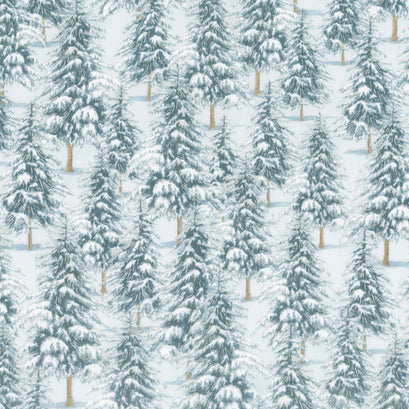 Winter White 3 - Winter Trees Winter Metallic Yardage