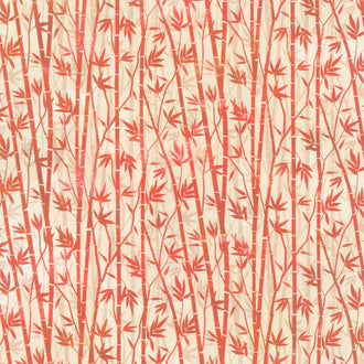 Oriental Gardens - Bamboo Red Digitally Printed Yardage
