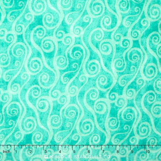 Wilmington Essentials - Swirly Scroll Blue/Green 108" Flannel Backing