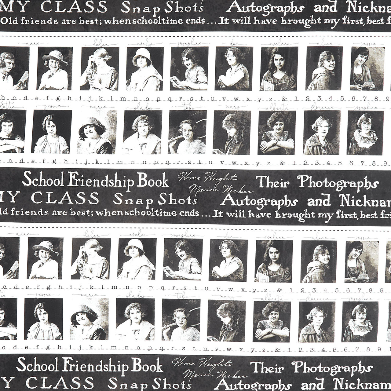 Old School - Classmates Border Stripe Black Yardage Primary Image