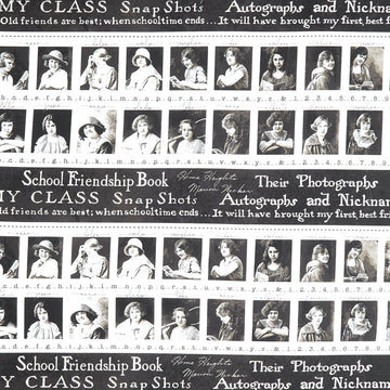 Old School - Classmates Border Stripe Black Yardage Primary Image