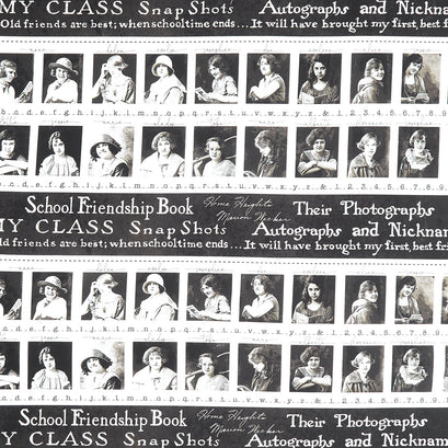 Old School - Classmates Border Stripe Black Yardage