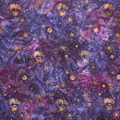 Artisan Batiks - Orbital Sunrise Space Midnight Purple Yardage