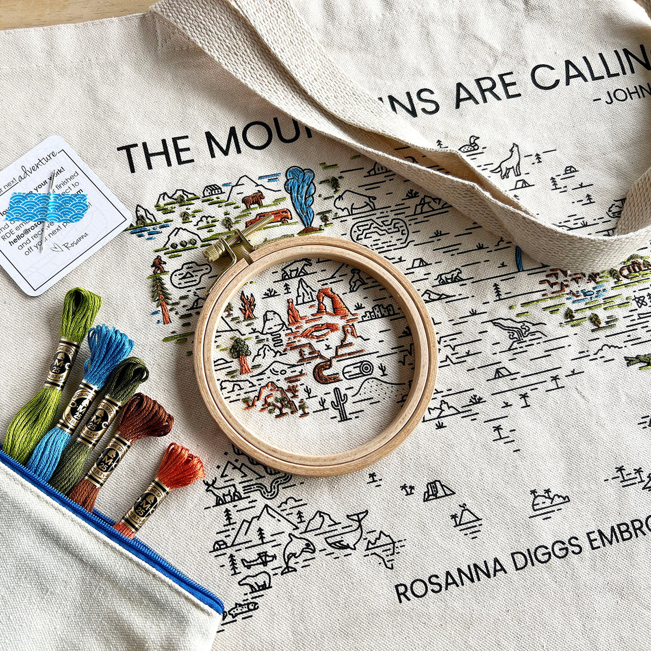 The Mountains Are Calling Embroidery Tote Kit Primary Image