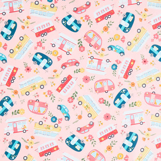 Gone Glamping - Campers Main Pink Yardage
