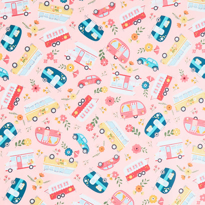 Gone Glamping - Campers Main Pink Yardage