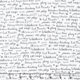 Whiskers & Tails - Text White Yardage