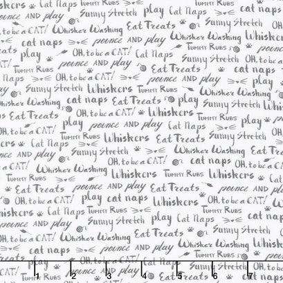 Whiskers & Tails - Text White Yardage