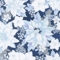 Holiday Flourish 11 - Peacock Poinsettias Peacock Metallic Yardage