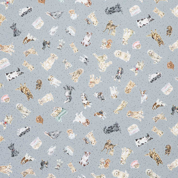 Whiskers & Paws - Dogs Tossed Medium Blue Yardage Primary Image