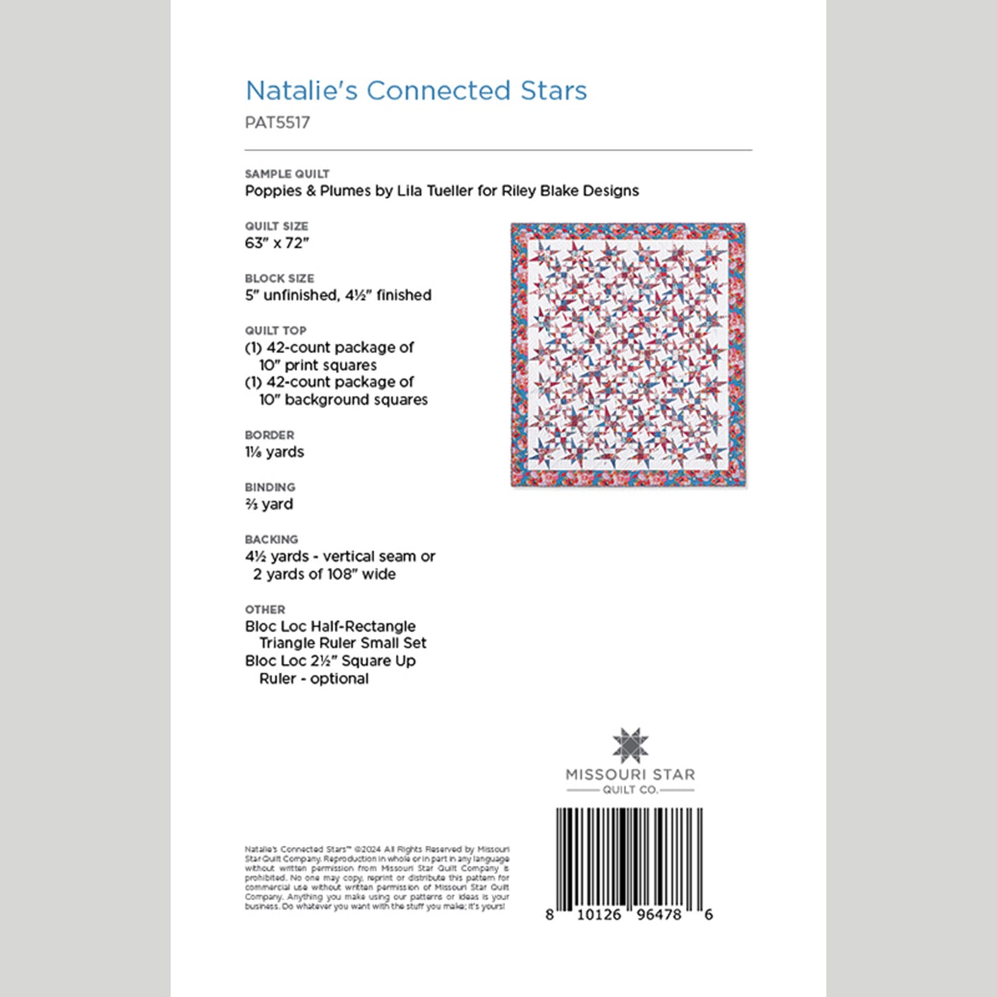 Natalie's Connected Stars Quilt Pattern by Missouri Star Alternative View #1