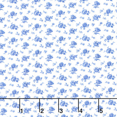 Jasper Blue - Calico Ivory Yardage