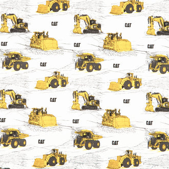 CAT - Trucks Main White Yardage