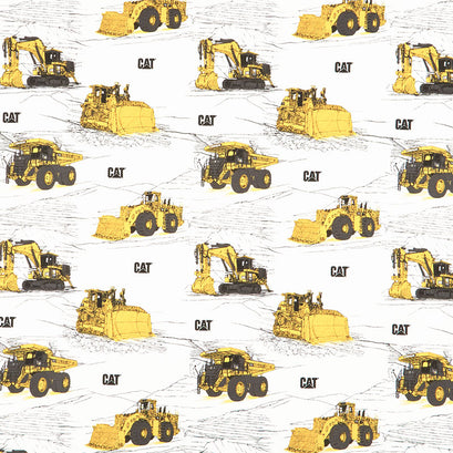CAT - Trucks Main White Yardage