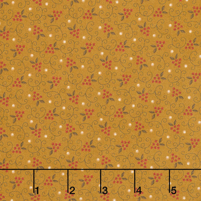 Autumn Farmhouse - Starry Vines Gold Yardage